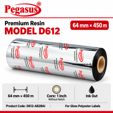 Premium Resin-D612,64mmx450mtr,1 inch core,without notch,Ink out